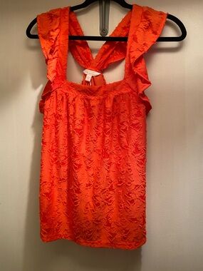 Kohl's Vibrant Orange Ruffle Sleeve Tank